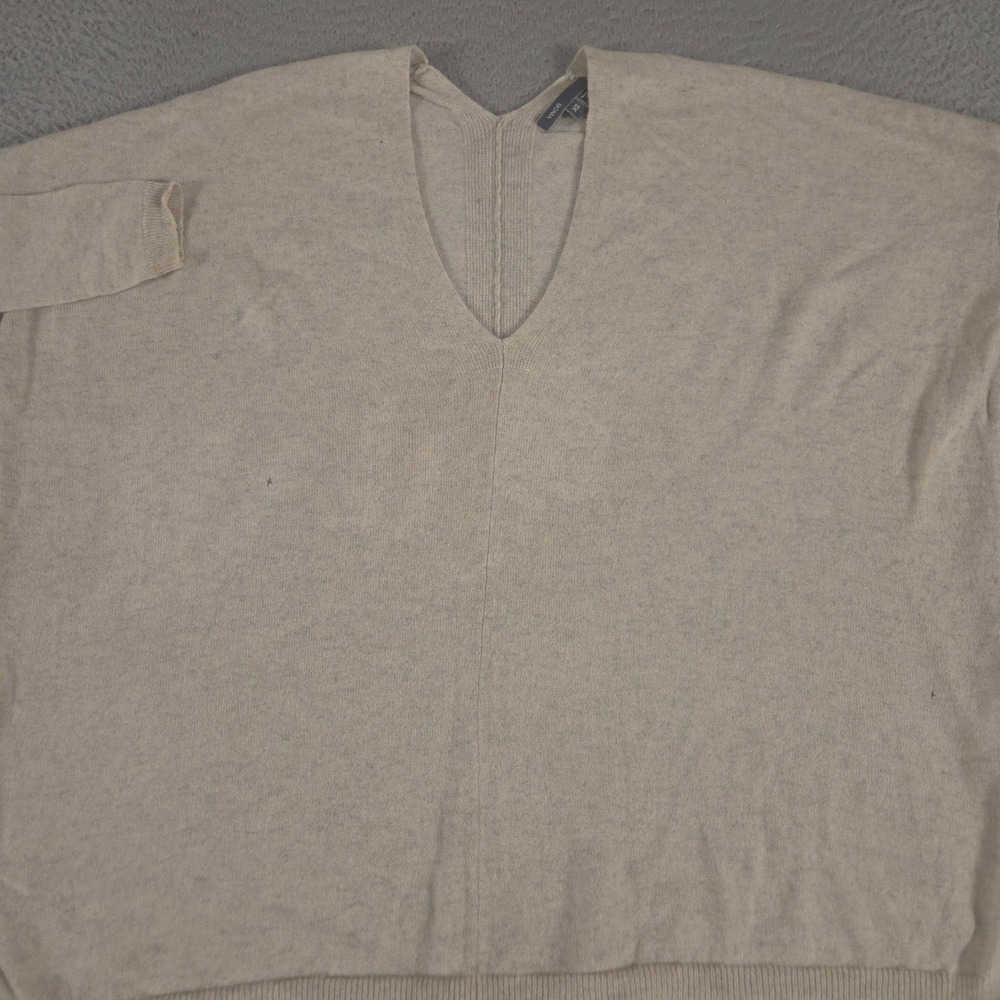 Vince Sweater Womens XS Beige Wool Cashmere Oversized Boxy V-Neck Knit Pullover